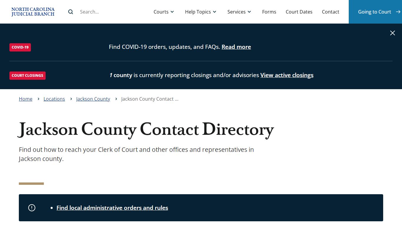 Jackson County Contact Directory | North Carolina Judicial Branch